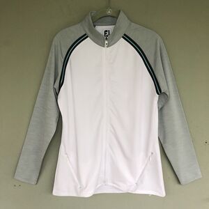FootJoy Performance Jacket Women’s Medium Gray White Full Zip Mock Neck Golf